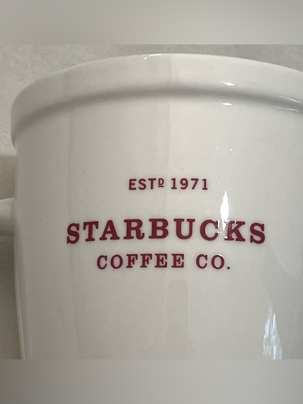 Starbucks Coffee Co 2007 Holiday Abbey White Ceramic Mug with Red Logo Est 1971 - Picture 7 of 9